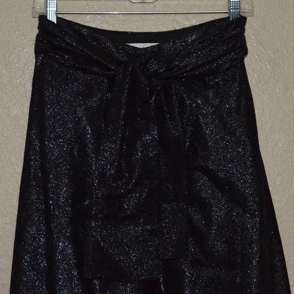 NWOT Sz 4 Hellessy Black Metallic Avedon Tie Waist Drape Panel Pants - Picture 2 of 11